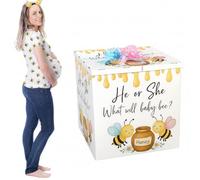 AmazingSpark 28in Jumbo Gender Reveal Gift Box Kit with Oversized Box Giant Pull Bows for Gender Reveal Baby Shower Birthday Party Decor(What Will Baby Bee)