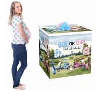 AmazingSpark 28in Jumbo Gender Reveal Gift Box Kit with Oversized Box Giant Pull Bows for Gender Reveal Baby Shower Birthday Party Decor(Blue or Pink Golf)