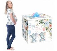 AmazingSpark 28in Jumbo Gender Reveal Gift Box Kit with Oversized Box Giant Pull Bows for Gender Reveal Baby Shower Birthday Party Decor(Baby Elephant)