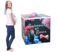 AmazingSpark 28in Jumbo Gender Reveal Gift Box Kit with Oversized Box Giant Pull Bows for Gender Reveal Baby Shower Birthday Party Decor(Burnouts or Bows)