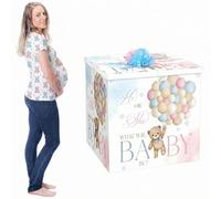 AmazingSpark 28in Jumbo Gender Reveal Gift Box Kit with Oversized Box Giant Pull Bows for Gender Reveal Baby Shower Birthday Party Decor(He or She Bear)