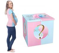 AmazingSpark 28in Jumbo Gender Reveal Gift Box Kit with Oversized Box Giant Pull Bows for Gender Reveal Baby Shower Birthday Party Decor(Boy or Girl)