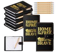 AmazingSpark 30 Sets 250 Anniversary Patriotic Gift Bulk American Flag Notepads Ballpoint Pens American Flag Themed Gift Patriotic Party Favors for 4th of July Remembrance Day Military Supplies (Black