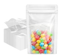 AmazingSpark 300 Pcs Stand-Up Pouches 4"x 6" Kraft Paper Bag with Window Clear Front Pouches Resealable Food Storage Bags for Packing Food, Coffee, Beans, Snacks(Transparent)