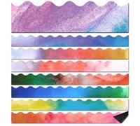 AmazingSpark 32 Pieces Magnetic Borders Magnetic Whiteboard Border Strips 1.5 Inch Bulletin Board Decoration Colorful Scalloped Trim Border for Office Chalkboard Poster Board Decor(Watercolor)