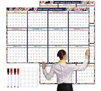 AmazingSpark 32" x 48" 2025 July -2026 June Wall Calendar Academic Erasable Large Wet & Dry Erase Laminated 12 Month Annual Yearly Wall Planner Horizontal/vertical Reversible School Year Flower Style