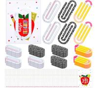 AmazingSpark 36 Set Jumbo Teacher Acrylic Paper Clips Sunday School Appreciation Day Operation with Card Paperclip Bookmark Gift Classroom Supplies (Mixed Styles,Teacher Gift)