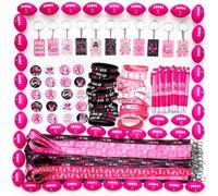 AmazingSpark 360 Pcs Breast Cancer Awareness Gifts Set Breast Cancer Silicone Bracelets Pins Lanyards Pink Ribbon Pens Keychains Football Stress Balls for Women Charity Survivor Campaign