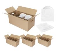 AmazingSpark 4 Pack Dish Packing Kit 24 x 12 x 11 Inch Kitchen Moving Boxes 128 Dish Inserts Packing Boxes Dish Packing Supplies for Kitchen Dish and Glassware Shipping
