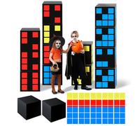 AmazingSpark 42 Pcs 11.8 Inch DIY Hero Party Decorations Include 12 Black Boxes 30 Red Blue Yellow Sticker City Skyline Building Centerpiece Hero Theme Birthday Decoration Treat Box for Birthday Party