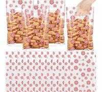 AmazingSpark 48 Pcs Christmas Cellophane Gift Bags Set 9.84 x 6.3 Inches Xmas Clear Plastic Candy Treat Goodie Bags with Handles for Christmas Holiday Party Supplies