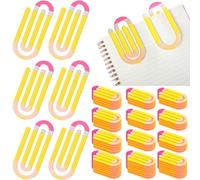 AmazingSpark 48 Pcs Jumbo Teacher Acrylic Paper Clips Teacher Appreciation Day Gifts Office Bookmark Operation Cute 4 Inch Large Paperclip Gift Bookmark Classroom Supplies (Pencil Style)