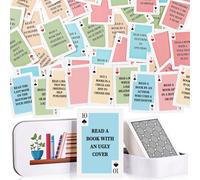 AmazingSpark 48 Pcs Tbr Card Bookish Gift to Be Read List for Book Lover Tbr Reading List Funny Cards with Iron Box Bookmark Accessories Choose Your Next Book for Reading Club Bookworm Student Teacher