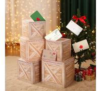 AmazingSpark 5 Pack Christmas North Pole Delivery Mailbox with 5 Pcs Envelopes Letters to Santa Claus Post Christmas Wish List Letter Box for Xmas Party Indoor Outdoor Home Decoration