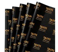 AmazingSpark 5 Senses Wrapping Paper 18.9 x 27'' Black and Gold Five Senses Gift Wrapping Paper, Touch Taste Smell Hear See Gift Folded Flat Sheets for Him Her Lover Friends