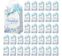 AmazingSpark 50 Packs Fall Baby Shower Gifts Bags Pumpkin Baby Shower Favor Bags with Handle and Decorative Tissue Paper for Guests Gifts Birthday Party Favors Thanksgiving Autumn(Blue)