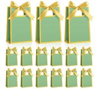 AmazingSpark 50 Pcs Sage Green Gold Mini Gift Bags Bulk 6.3 x 3.9 x 2.8 Inch Party Favors Elegant Small Gift Bags with Handles and Ribbon Bows for Wedding Birthday Bridal Baby Shower Party Favors