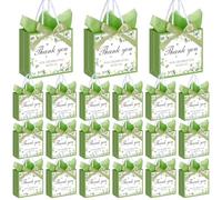 AmazingSpark 50 Pcs Wedding Welcome Bags with Handles and Tissue Paper 5.5x4.7x2.5'' Wedding Favor Gift Bags Thank You for Celebrating with Us for Baby Shower Housewarming Birthday (Green,Eucalyptus)