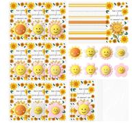 AmazingSpark 50 Sets Back to School Gifts Sunflower Erasers Cards Bulks Assembled Sunflower Erasers and Cards for School Classroom Award Teacher to Incentives Student Prizes