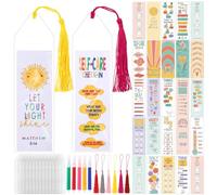 AmazingSpark 50 Sets DIY Art Therapy Theme DIY Coloring Inspirational Bookmarks Color Your Own Double-Sided Bookmarks for Students Teachers Classroom Rewards Reading Book Lovers Supplies Party Favors