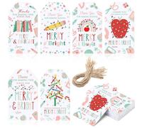 AmazingSpark 60 Pcs Christmas Thank You Gift Tags Set Teacher Gift Colorful Thank You Gift Tags Merry Christmas with Hemp Rope Holiday Ceremony Crafts DIY Paper Supplies 2 x 3.5 Inch