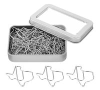 AmazingSpark 60 Pcs Texas State Shaped Paper Clips Silver Cute Decorative Paperclips Bookmark Texas Souvenirs Gift for Office School Supplies Teacher Coworker Personal Use Desk Organizing Accessories