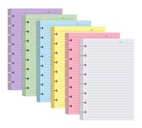 AmazingSpark 600 Sheets Junior Size Refills Paper 8-disc Discbound Notebook Planner Inserts A5 Loose Leaf Paper 6 Colors(100 Sheets/color), 100 Gsm Thicker Paper, 5.8 x 8.2 Inch