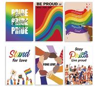 AmazingSpark 6pcs Lgbtq Pride Wall Hanging Poster Print Liberal Wall Decor Picture Diversity Decorations Sign Safe Space Picture for Diverse Classroom Lgbtq Room Decor Gift for Queer Gay Bi Lesbian