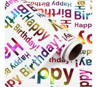 AmazingSpark Birthday Gift Wrapping Paper Roll 3D Gold Foil Happy Birthday Gift Wrap 17 x 118 Inch Colorful Embossing Wrapping Paper for Girls Boys Baby Shower Holiday Party Decor Supplies