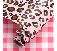 AmazingSpark Black and Pink Leopard Gift Wrapping Paper Roll Gold Foil Leopard Gift Wrap 17 x 118 Inch Pink Cheetah Print Wrapping Paper for Girls Birthday Valentine's Day Baby Shower Wedding