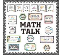 AmazingSpark Composition Notebook Math Talk Bulletin Board Set Classroom Decorations Educational Maths Paper Cutouts Back to School Bulletin Board Decor Elementary Middle School Wall Decor Supplies