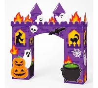 AmazingSpark DIY Halloween Haunted Cardboard Castle Playhouse Kit Large Unfinished Coloring Haunted Castle Cardboard Fort Halloween Arts & Crafts for Spooky Horror Photo Booth Decor