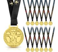 AmazingSpark Medals Award Medals Bulk 2'' with Neck Ribbons Awards for Sports Participation Gift Winner (Goat,Gold,12 Pcs)