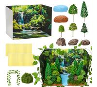 AmazingSpark Rainforest Diorama Box Kit Rainforest Diorama Project Supplies Set Include Cardboard Display Case with Model Trees Artificial Tree Fake Rocks Sand Stone Moss for DIY Crafts