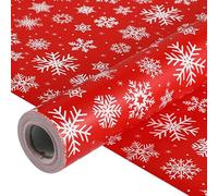 AmazingSpark Reversible Christmas Wrapping Paper Jumbo Roll White Snowflake Red Gift Wrapping Set for Xmas Season Party favor supplied (27 Inches X 82 ft,Snowflakes)