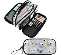amazingtr Beautiful Big Blue Flower Shapes Pen Pencil Case Makeup Pouch Big Capacity Multi-Purpose Travel Bag Office Organizer with Zipper