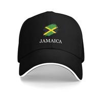 amazingtr Brush Jamaican Jamaica Flag Sandwich Cap Unisex Baseball Cap Trucker Dad Hat for Men Women Adjustable Peaked Fashion Outdoors Funny Golf Sunhat Black