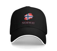 amazingtr Brush Norwegian Norway Flag Sandwich Cap Unisex Baseball Cap Trucker Dad Hat for Men Women Adjustable Peaked Fashion Outdoors Funny Golf Sunhat Black