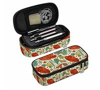 amazingtr Colorful Dinosaurs Pencil Case Childish Vulcan Palm Tree Shell Standing Pencil Case Pencil Holder Pencil Pouch Cosmetics Pouch Makeup Office Bag Black