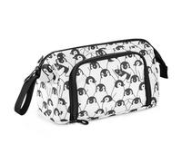 amazingtr Colorful Fox Masks and Flowers Large Pencil Case Portable Stationery Bag Cosmetics Bag with Handle for School Office Travel