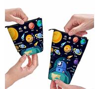 amazingtr Glitter Pencil Case Rainbow Stripe Standing Pencil Case Pencil Holder Pencil Pouch Cosmetics Pouch Makeup Office Bag Colorful