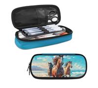 amazingtr Horse Pencil Case for Girls Boys 7-8 10-12 Kids School Pen Bag Zipper Pencil Bags with Compartment Multifunctional Pen Holder Stationery Organzier Office School Desk