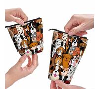 amazingtr Leopard Peonies Pencil Case Floral Animals Garden Flowers Standing Pencil Case Pencil Holder Pencil Pouch Cosmetics Pouch Makeup Office Bag Red Golden Green