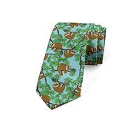 amazingtr Men's Tie, Sloths Sleeping on Trees, Necktie, 3.7", Caramel Fern Green