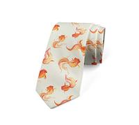 amazingtr Men's Tie, Watercolor Art Goldfishes, 3.7", Orange and Beige