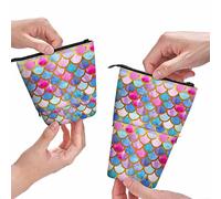 amazingtr Pandas Bamboo Pencil Holder Cute Wildlife Animal Big Capacity Pencil Case Multi-Purpose Makeup Pouch for Office College Adult Black White