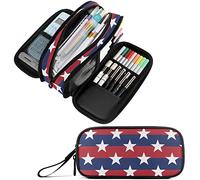 amazingtr Pink Strawberries on Cow Skin Big Capacity Pencil Pen Case Multi-Purpose Organizer for Office College School Hiking Travel