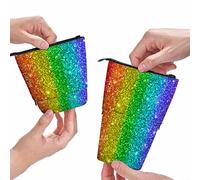 amazingtr Polka Dot Pencil Case Organizer Round Circle College Office Big Capacity Pencil Bag Black White