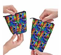 amazingtr Polka Dots Pencil Case Organizer Geometric Circles College Office Big Capacity Pencil Bag Black White