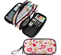 amazingtr Raccoon and Sunflower Large Pencil Bag Storage Pen Case Makeup Pouch Stationery Bag for School College Office Organizer